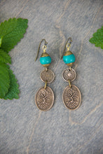 Load image into Gallery viewer, Bronze and Turquoise Dangles