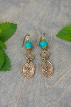 Load image into Gallery viewer, Bronze and Turquoise Dangles