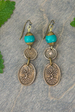 Load image into Gallery viewer, Bronze and Turquoise Dangles