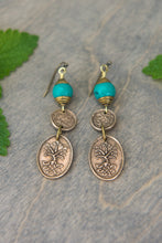 Load image into Gallery viewer, Bronze and Turquoise Dangles