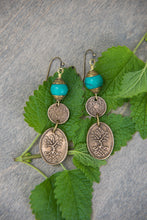 Load image into Gallery viewer, Bronze and Turquoise Dangles
